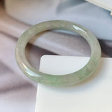 SOLD OUT: 54.5mm A-Grade Lavender Green Jadeite Traditional Round Bangle No.151719