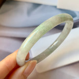 SOLD OUT: 54.5mm A-Grade Lavender Green Jadeite Traditional Round Bangle No.151719