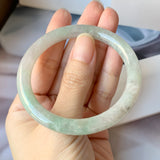 SOLD OUT: 54.5mm A-Grade Lavender Green Jadeite Traditional Round Bangle No.151719