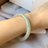 SOLD OUT: 54.5mm A-Grade Lavender Green Jadeite Traditional Round Bangle No.151719