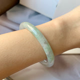 SOLD OUT: 54.5mm A-Grade Lavender Green Jadeite Traditional Round Bangle No.151719