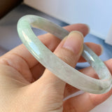 SOLD OUT: 54.5mm A-Grade Lavender Green Jadeite Traditional Round Bangle No.151719