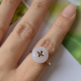 17.2mm A-Grade Natural Lilac Jadeite Donut Bespoke Ring (Lilac Flower) No.162214