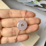 A-Grade Natural Lavender Jadeite Donut Bracelet (Lilac Flower) No.190339