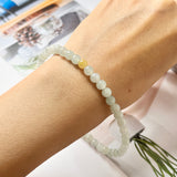 5.6mm A-Grade Natural Light Green Jadeite Beaded Bracelet No.190364
