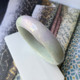 56.8mm A-Grade Type A Natural Jadeite Jade Pastel Shades Modern Round Bangle No.151462