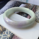 56.8mm A-Grade Type A Natural Jadeite Jade Pastel Shades Modern Round Bangle No.151462