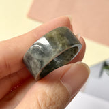 21mm A-Grade Natural Black Jadeite Ring Band No.162312