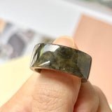 21mm A-Grade Natural Black Jadeite Ring Band No.162312