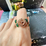 18.8mm Icy A-Grade Natural Imperial Green Jadeite Rosé Ring No.162310