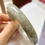 62.6mm A-Grade Natural Grey Jadeite Modern Round Bangle No.330081