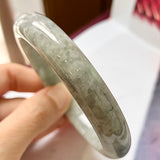 62.6mm A-Grade Natural Grey Jadeite Modern Round Bangle No.330081