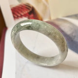 55.9mm A-Grade Natural Grey Jadeite Modern Round Bangle No.330082