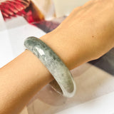 55.9mm A-Grade Natural Grey Jadeite Modern Round Bangle No.330082