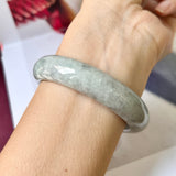 55.9mm A-Grade Natural Grey Jadeite Modern Round Bangle No.330082