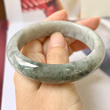 55.9mm A-Grade Natural Grey Jadeite Modern Round Bangle No.330082