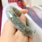 55.9mm A-Grade Natural Grey Jadeite Modern Round Bangle No.330082