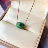 SOLD OUT: A-Grade Natural Floral Imperial Green Jadeite Barrel Pendant No.220653