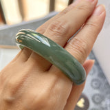 52.1mm A-Grade Natural Bluish Green Jadeite Modern Oval Bangle No.151963