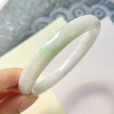 57.7mm A-Grade Natural White Jadeite Traditional Round Bangle No.151577