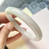 57.7mm A-Grade Natural White Jadeite Traditional Round Bangle No.151577