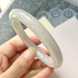 57.7mm A-Grade Natural White Jadeite Traditional Round Bangle No.151577