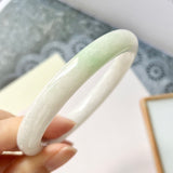 57.7mm A-Grade Natural White Jadeite Traditional Round Bangle No.151577