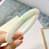 57.7mm A-Grade Natural White Jadeite Traditional Round Bangle No.151577