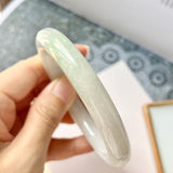 57.7mm A-Grade Natural White Jadeite Traditional Round Bangle No.151577