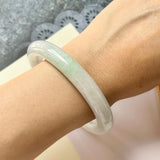 57.7mm A-Grade Natural White Jadeite Traditional Round Bangle No.151577