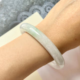 57.7mm A-Grade Natural White Jadeite Traditional Round Bangle No.151577