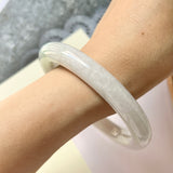 57.7mm A-Grade Natural White Jadeite Traditional Round Bangle No.151577