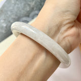 57.7mm A-Grade Natural White Jadeite Traditional Round Bangle No.151577