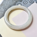 SOLD OUT: 57.6mm A-Grade Natural White Jadeite Traditional Round Bangle No.151579