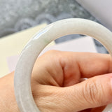 SOLD OUT: 57.6mm A-Grade Natural White Jadeite Traditional Round Bangle No.151579