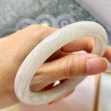 57.6mm A-Grade Natural White Jadeite Traditional Round Bangle No.151579