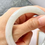 SOLD OUT: 57.6mm A-Grade Natural White Jadeite Traditional Round Bangle No.151579