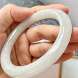 SOLD OUT: 57.6mm A-Grade Natural White Jadeite Traditional Round Bangle No.151579