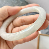 SOLD OUT: 57.6mm A-Grade Natural White Jadeite Traditional Round Bangle No.151579