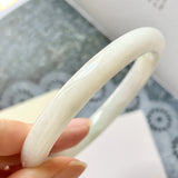 SOLD OUT: 57.6mm A-Grade Natural White Jadeite Traditional Round Bangle No.151579