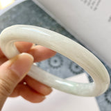 SOLD OUT: 57.6mm A-Grade Natural White Jadeite Traditional Round Bangle No.151579