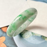 52.4mm A-Grade Natural Moss On Snow Jadeite Modern Round Bangle No.151752