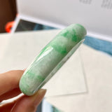 52.4mm A-Grade Natural Moss On Snow Jadeite Modern Round Bangle No.151752