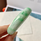 52.4mm A-Grade Natural Moss On Snow Jadeite Modern Round Bangle No.151752