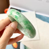 52.4mm A-Grade Natural Moss On Snow Jadeite Modern Round Bangle No.151752