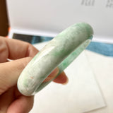 52.4mm A-Grade Natural Moss On Snow Jadeite Modern Round Bangle No.151752