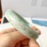 52.4mm A-Grade Natural Moss On Snow Jadeite Modern Round Bangle No.151752