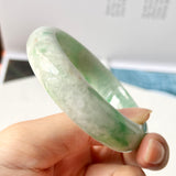 52.4mm A-Grade Natural Moss On Snow Jadeite Modern Round Bangle No.151752