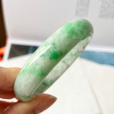 52.4mm A-Grade Natural Moss On Snow Jadeite Modern Round Bangle No.151752