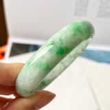 52.4mm A-Grade Natural Moss On Snow Jadeite Modern Round Bangle No.151752